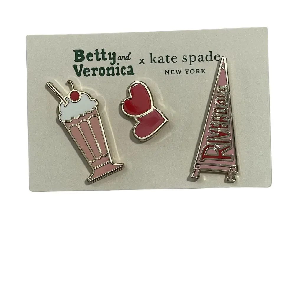Kate Spade Archie Comics Betty and Veronica Enamel 3 Pin Set New